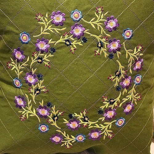 EMBROIDERED FLORAL WREATH Accent Pillow - Image 2
