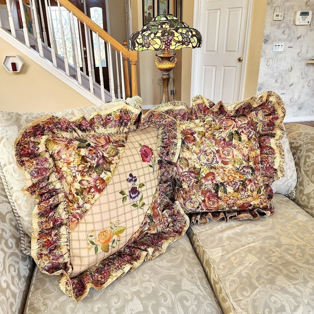 FROSTED ROSES Embroidered Decorator Pillow Covers - Image 3
