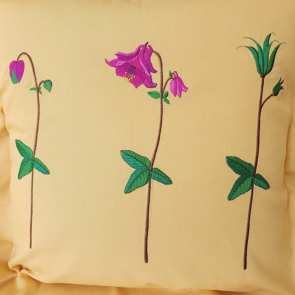 FUCHSIA BELL TRIPTYCH Embroidered Pillow Cover - Image 3