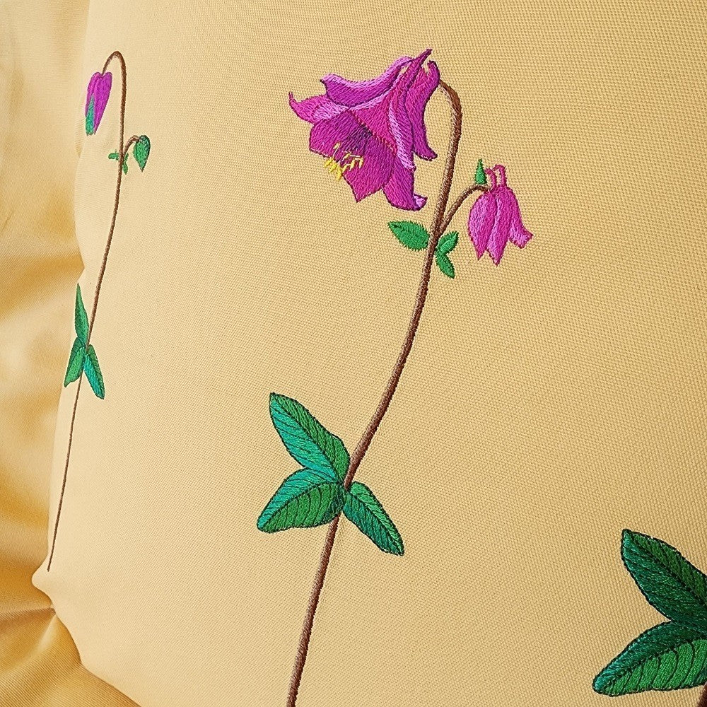 FUCHSIA BELL TRIPTYCH Embroidered Pillow Cover - Image 4