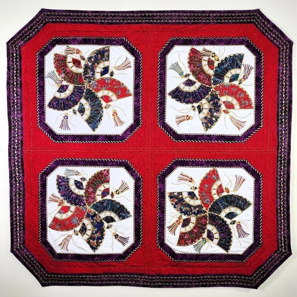 HOSHI SENSU (Star Fan) Embroidered Oriental Wall Hanging - Image 11