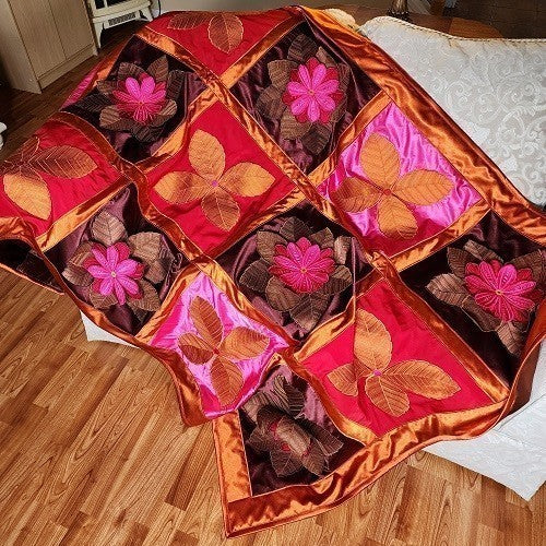 IN FULL BLOOM Three Dimensional Floral Satin Embroidered Throw - Image 15