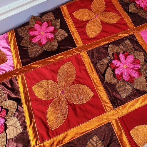 IN FULL BLOOM Three Dimensional Floral Satin Embroidered Throw - Image 2