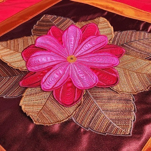 IN FULL BLOOM Three Dimensional Floral Satin Embroidered Throw - Image 3
