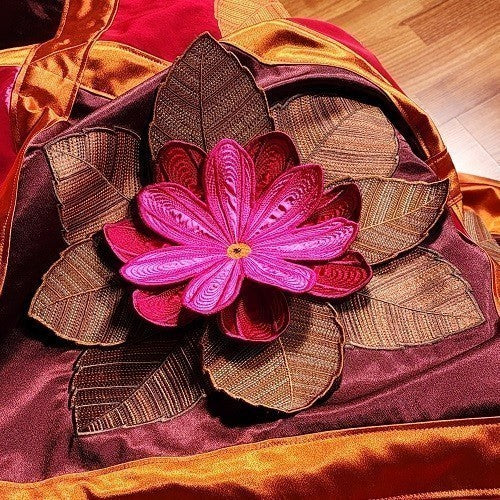 IN FULL BLOOM Three Dimensional Floral Satin Embroidered Throw - Image 9
