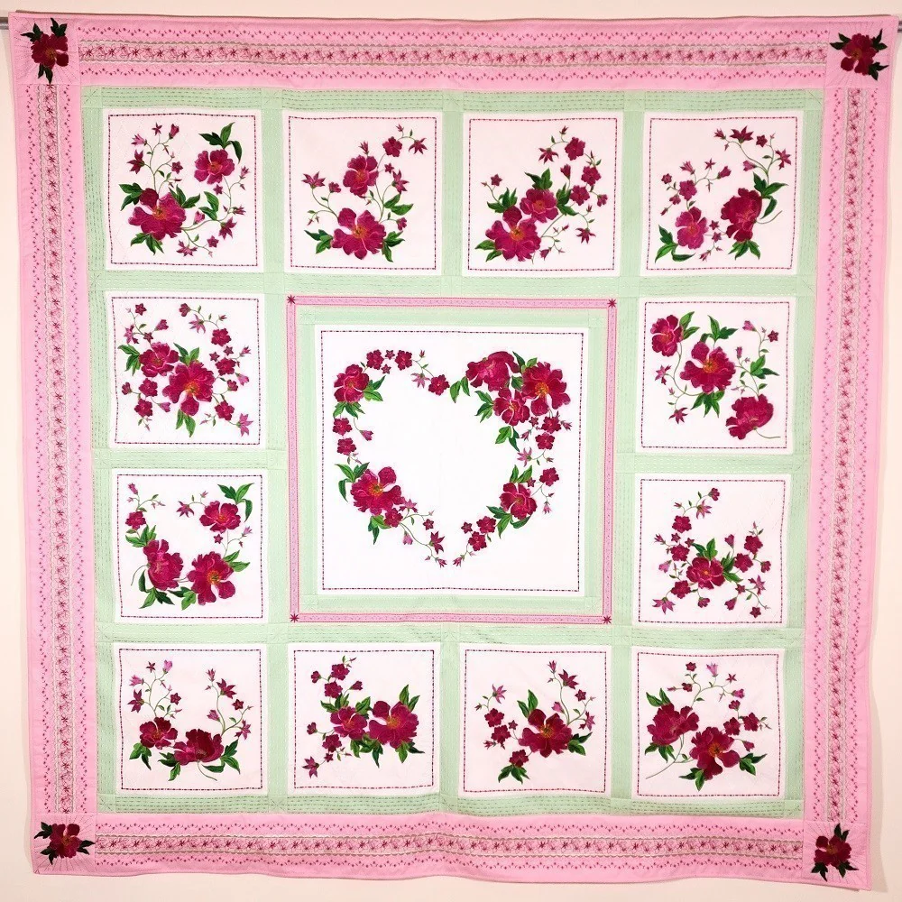 PERFECT BLISS Embroidered Poppies Sofa Size Wall Hanging - Image 11