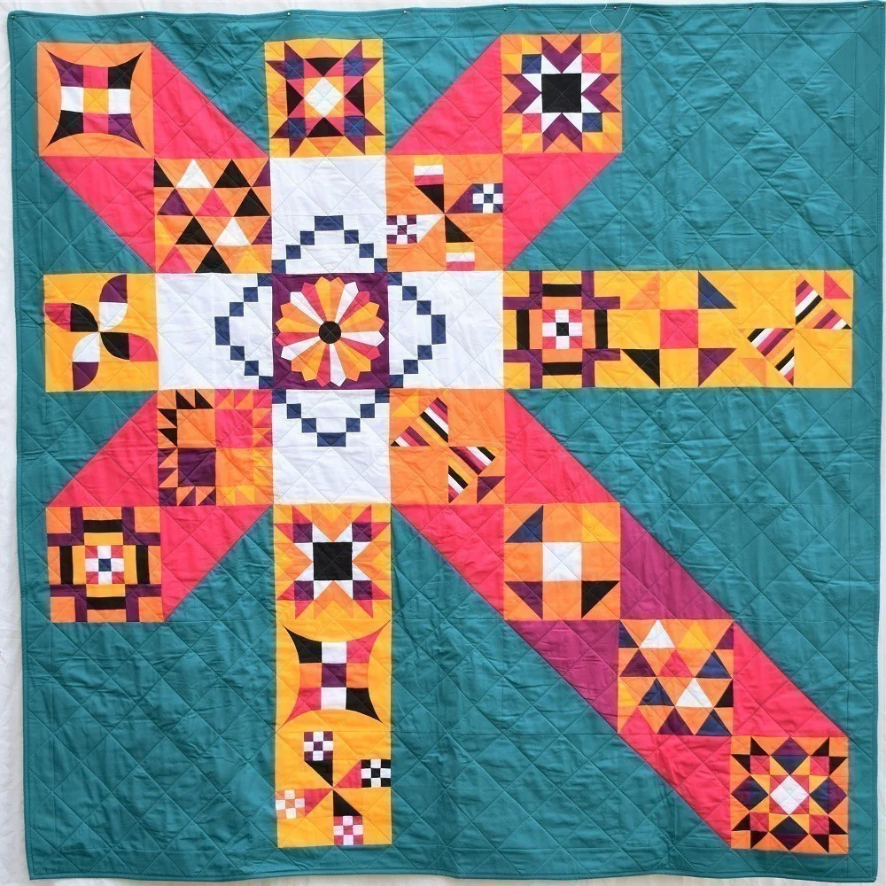 SUNSET X Wall Quilt / Throw Quilt - Image 11