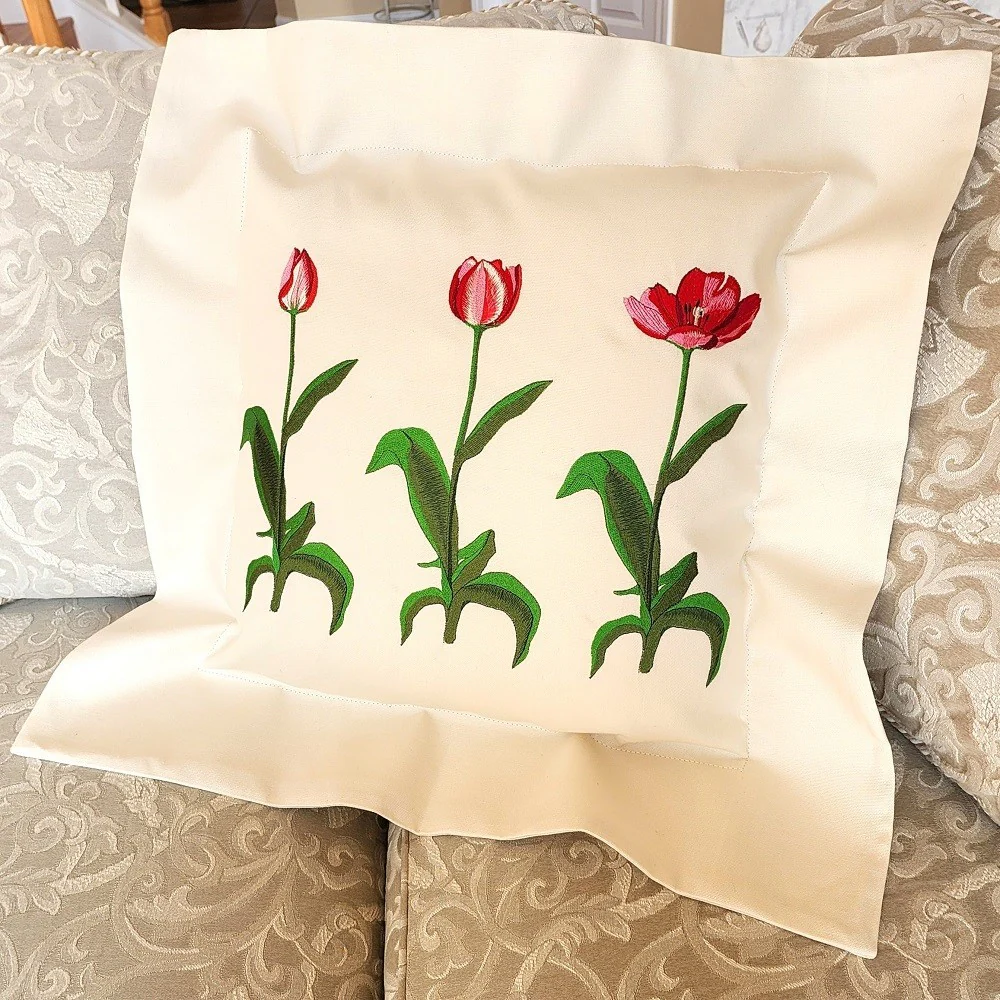 TULIP TRIPTYCH Embroidered Pillow Cover - Image 2
