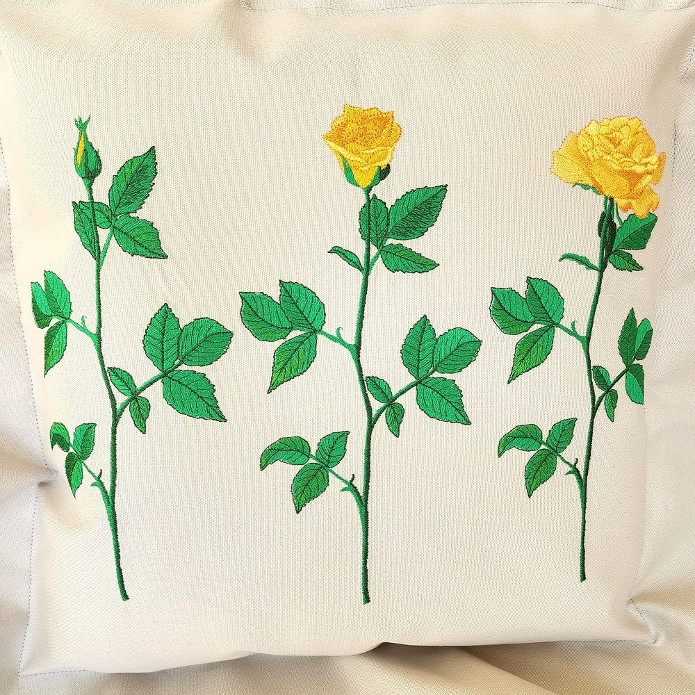 YELLOW ROSE TRIPTYCH Embroidered Pillow Cover - Image 3